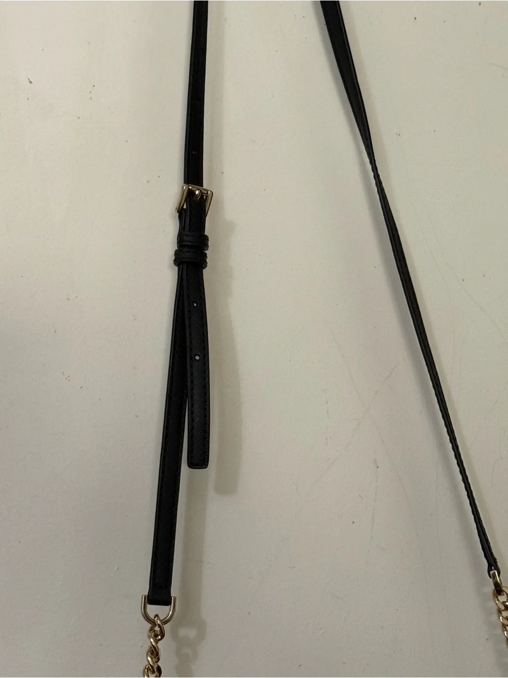 Michael Kors Black Leather Crossbody with Gold Chain Strap